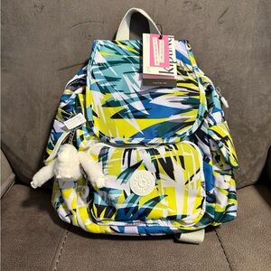 Kipling Abstract Blue and Yellow Backpack